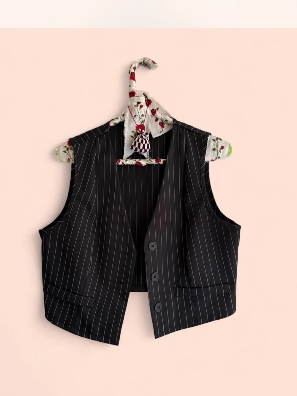 Classic Black Pinstripe Vest Medium